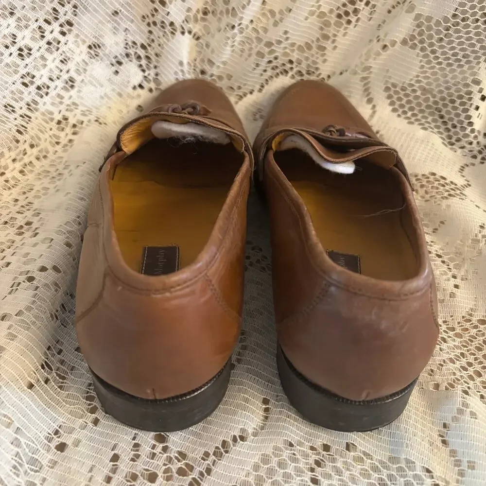 Johnston & Murphy Men's US 8.5 M Brown Leather Tassel Loafer Shoes